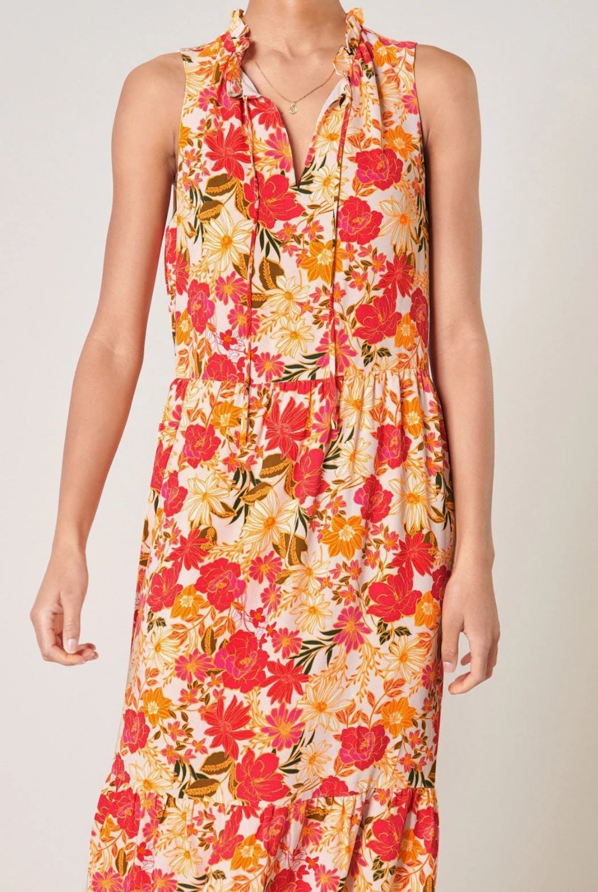 Didion Floral Split Neck Tiered Maxi Dress - Chatsworth Boutique
