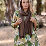 100% cashmere wrap in chocolate, front view - Chatsworth Boutique