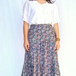 Indigo Tiered Maxi Skirt, Dolma - back view