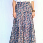 Indigo Tiered Maxi Skirt, Dolma - print detail