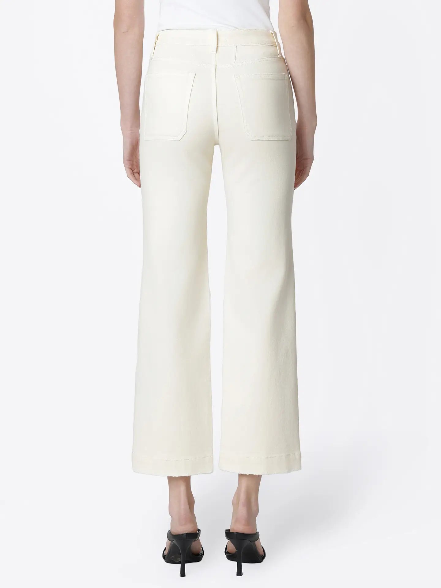 High Rise Pocket Slim/Wide Jean, Cream, Back View - VERVET