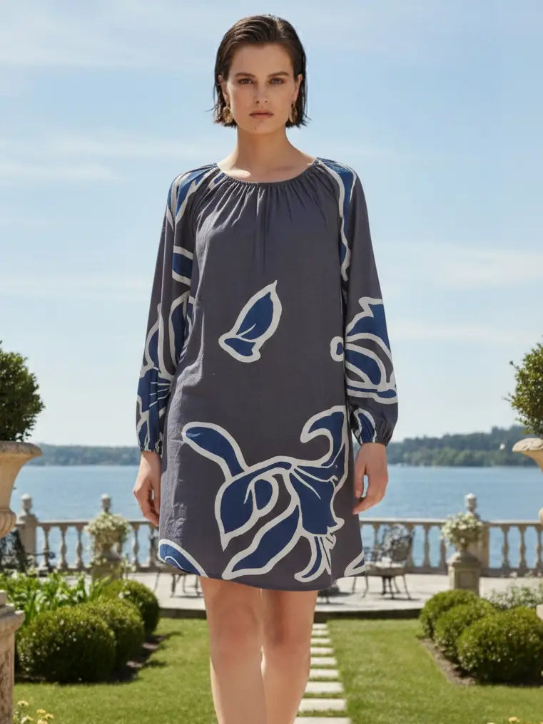 Navy/Charcoal Floral Pattern Mini - Azura