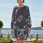 Navy/Charcoal Floral Pattern Mini - Azura