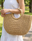 Straw Tote Ring Handle Bag