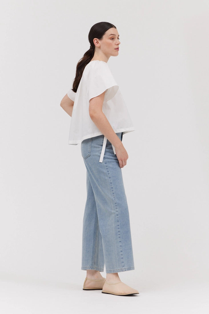 Side Ribbon V-Neck Blouse