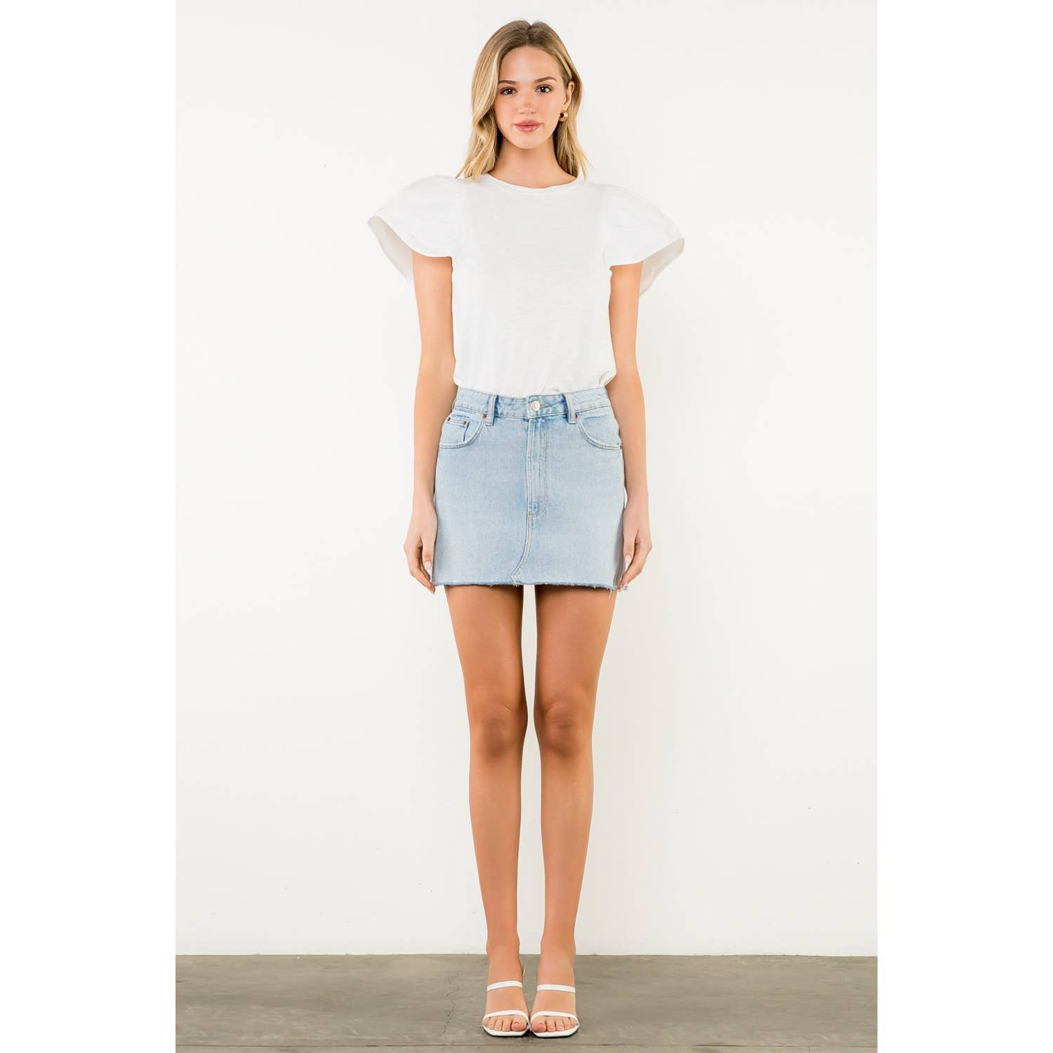 Ruffle Layered Flutter Sleeve Top
