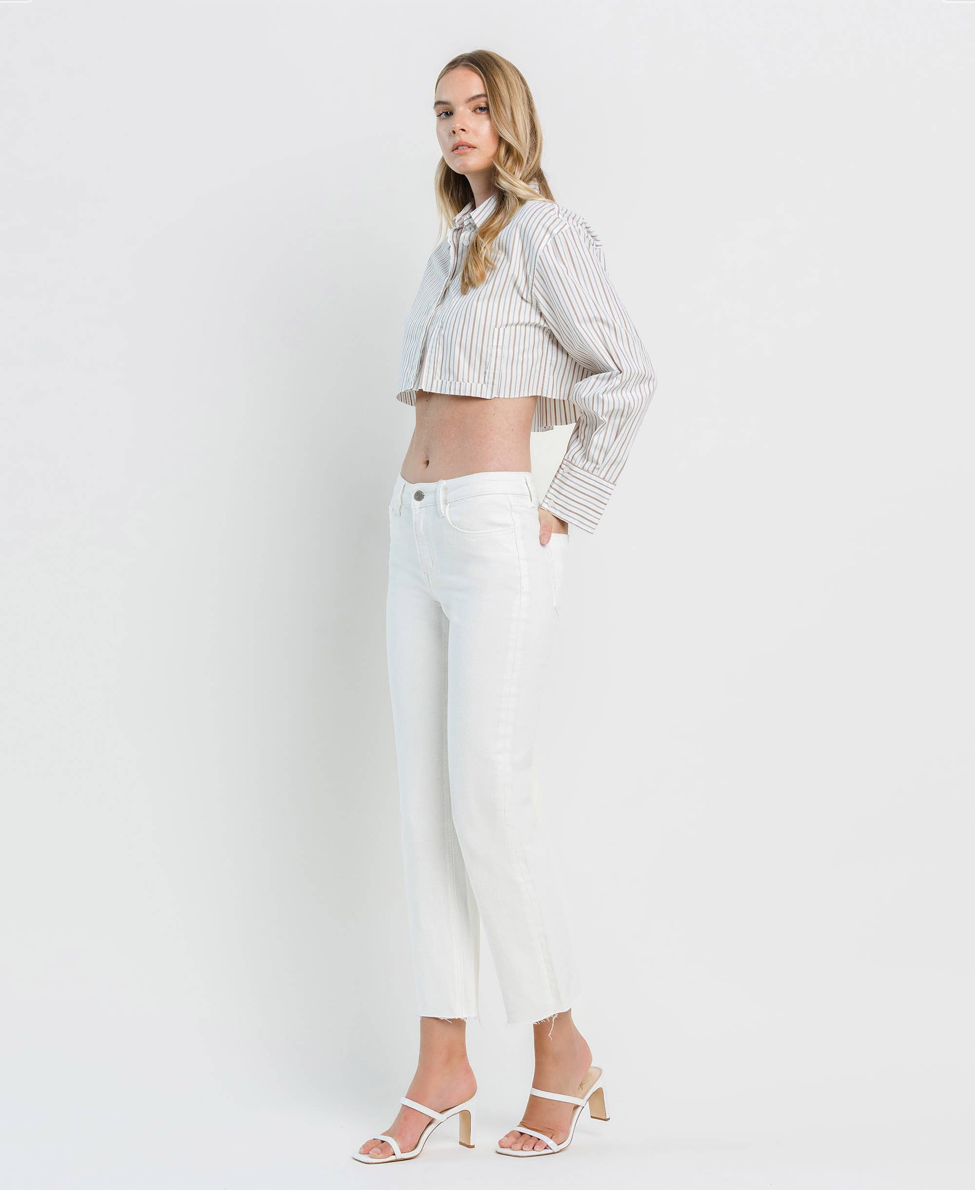 Clean Cut Raw Hem Straight Jeans