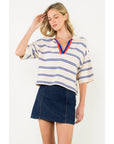 Short Sleeve Striped Knit Top