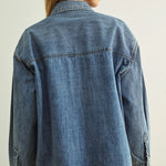 Denim Button Down Blouse, Detail - Miou Muse
