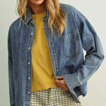 Denim Button Down Blouse - Miou Muse