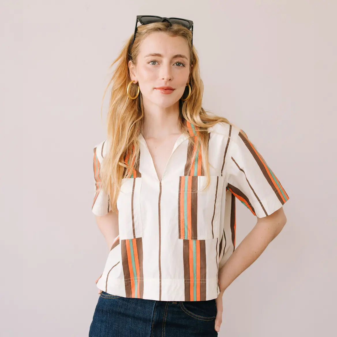Vintage Stripe Palmer Top, Back View - Sunshine Tienda