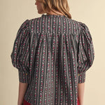Floral Shirring Yoke Neck Blouse, En Merci - back view