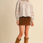 Lace Trim Collared Blouse, En Merci - front full view