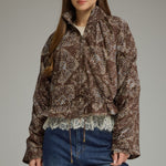 Brown/Blue Paisley Zip Jacket by Entro - Chatsworth Boutique, Fairhope Alabama