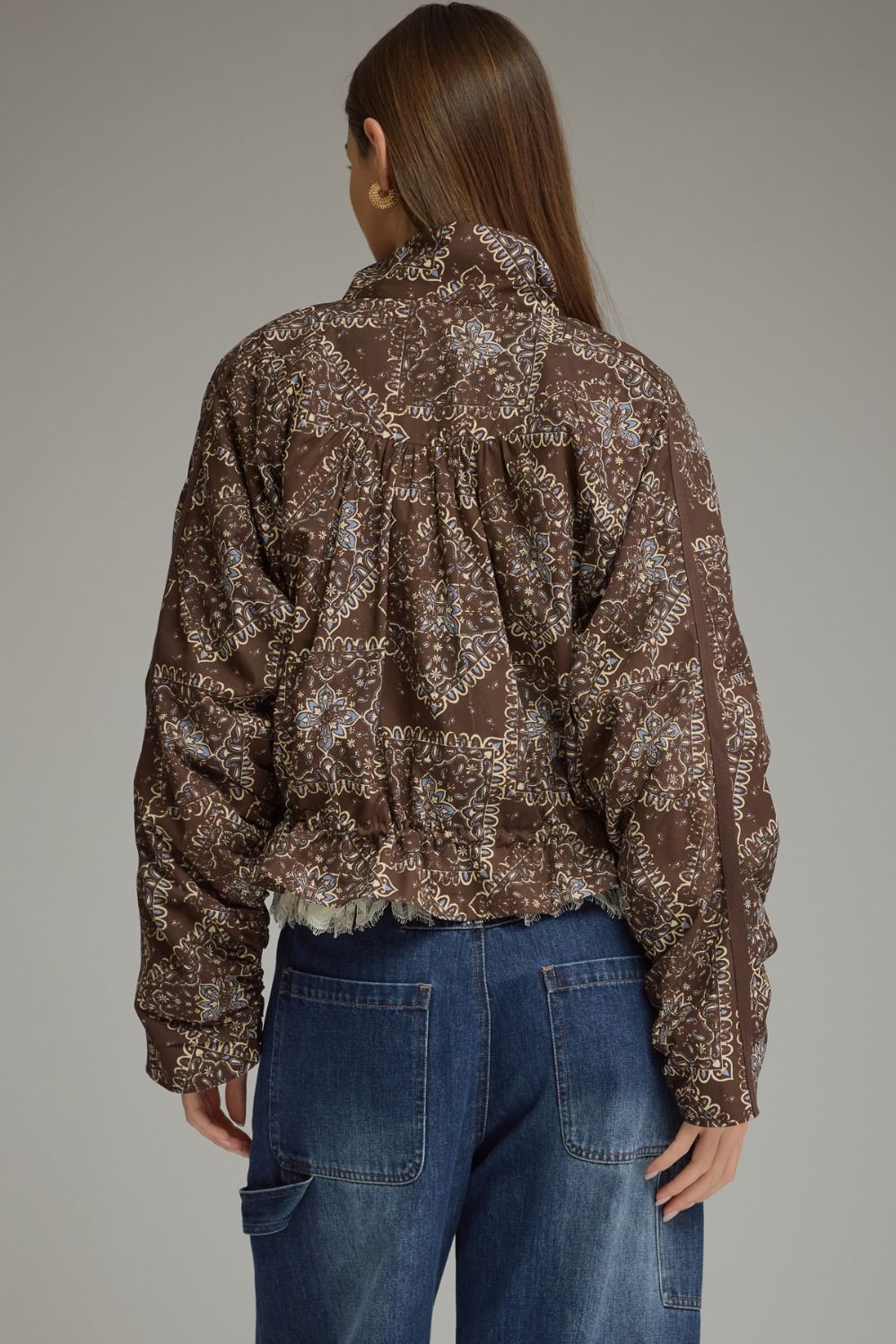 Brown/Blue Paisley Zip Jacket by Entro, view 4