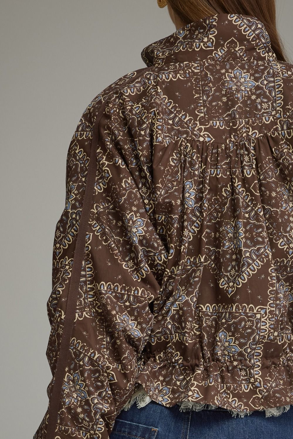 Brown/Blue Paisley Zip Jacket by Entro, view 6