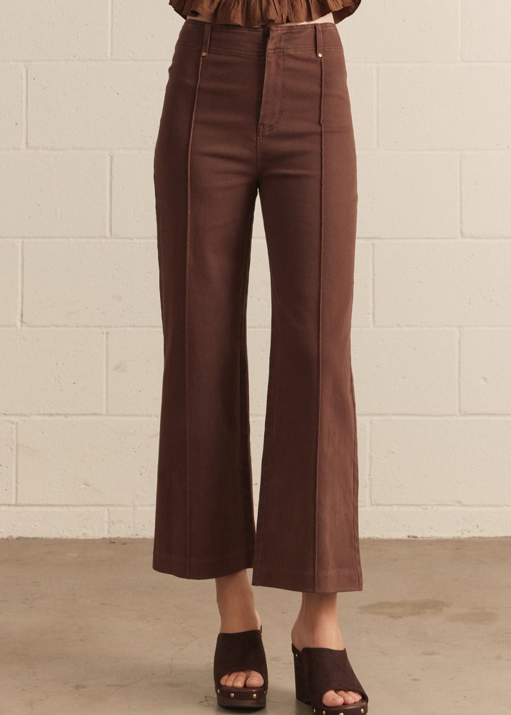 Brown Wide Leg Pants, Entro - back view