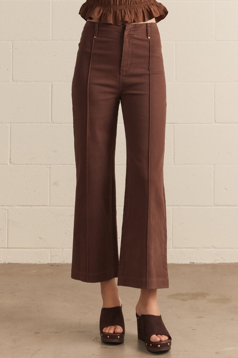 Brown Wide Leg Pants, Entro - back view