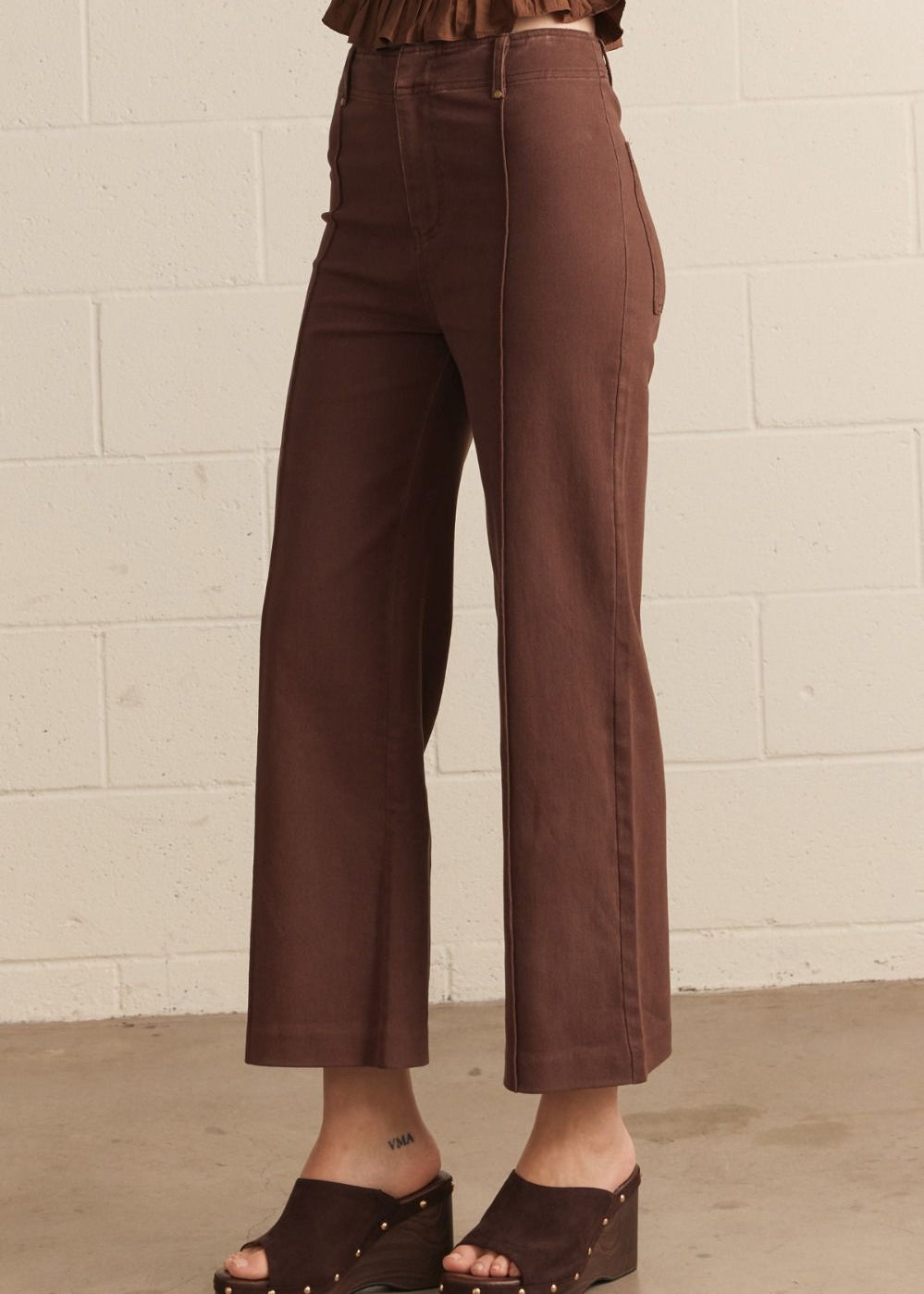 Brown Wide Leg Pants, Entro - side view
