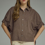 Chocolate Suede Feel Blouse by Entro - Chatsworth Boutique, Fairhope Alabama