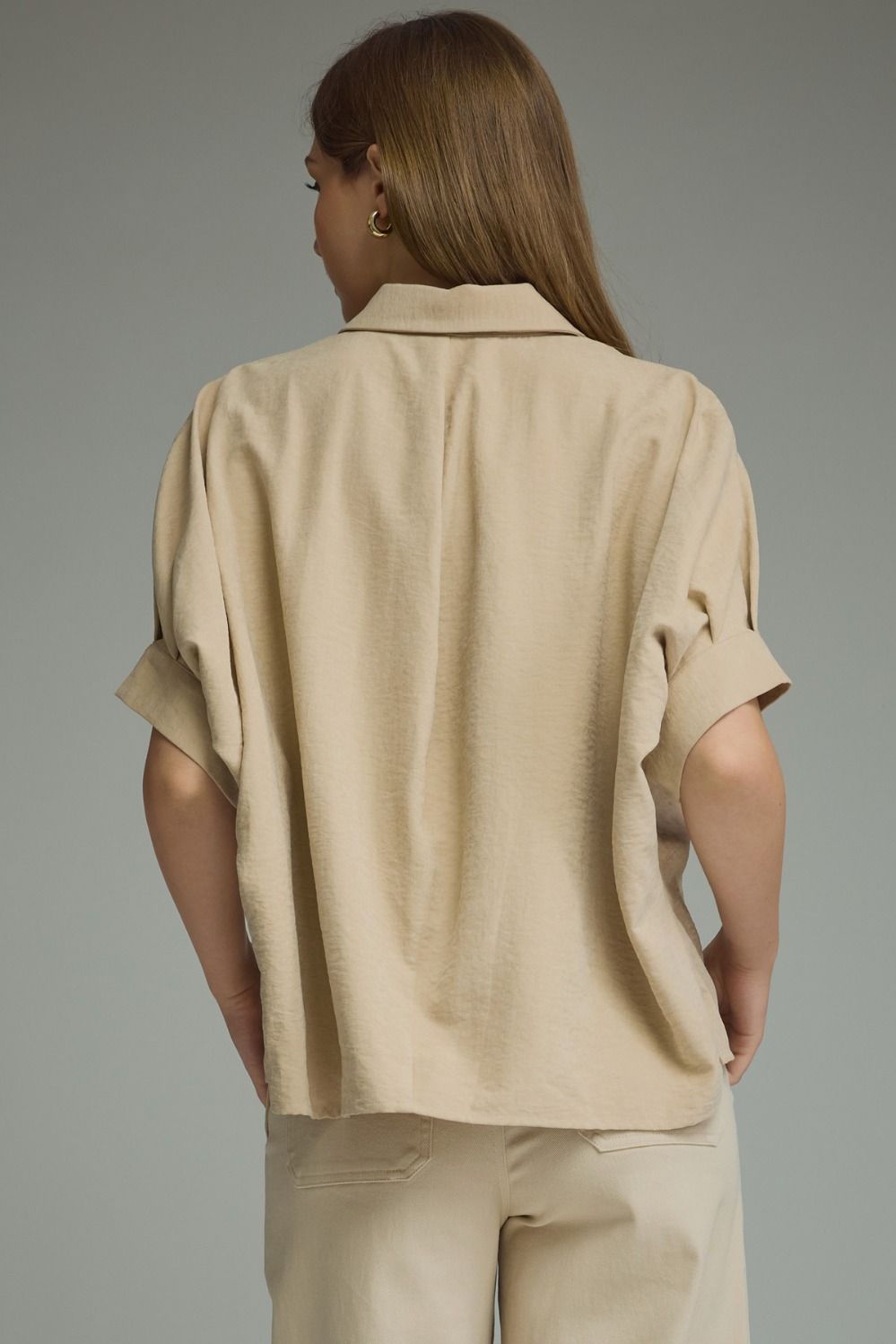 Ecru Suede Feel Blouse by Entro, view 3