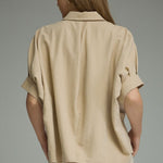 Ecru Suede Feel Blouse by Entro, view 3