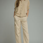 Ecru Suede Feel Blouse by Entro, view 4