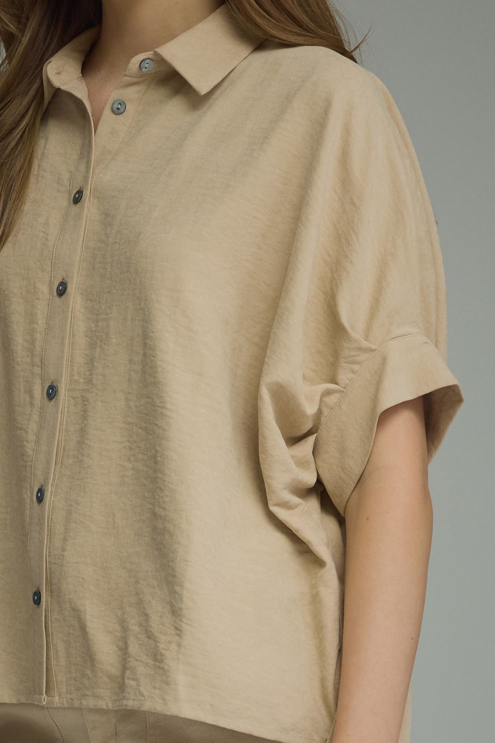 Ecru Suede Feel Blouse by Entro, view 5