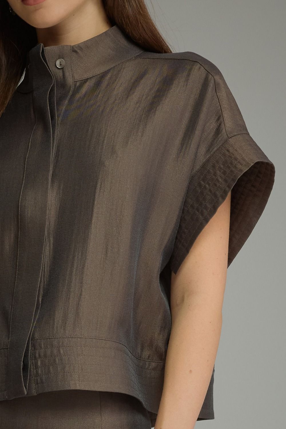 Espresso Tucker Blouse by Entro, view 5