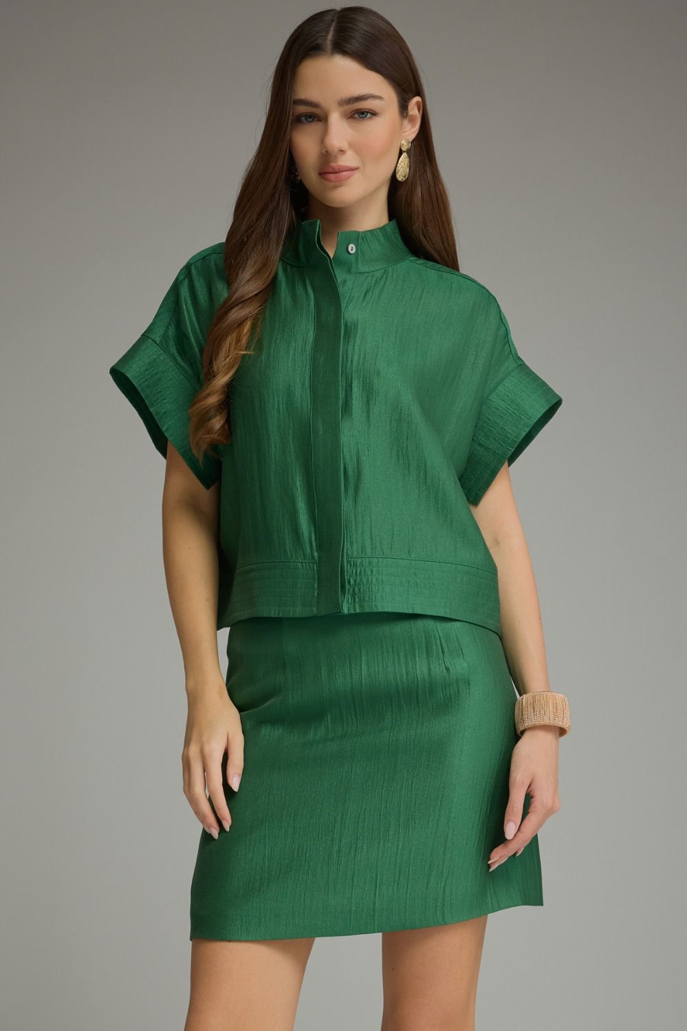 Green Tucker Blouse by Entro - Chatsworth Boutique, Fairhope Alabama