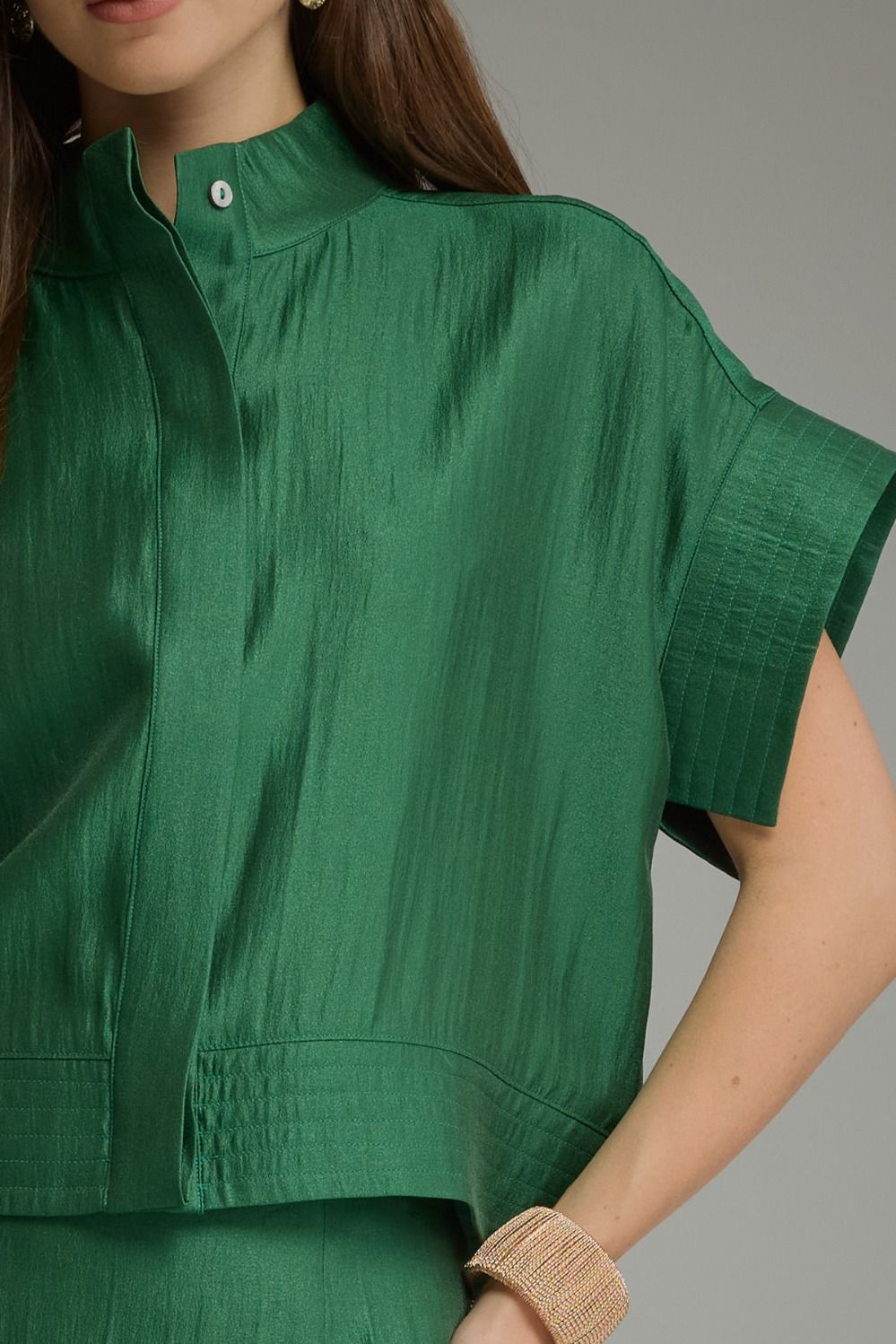 Green Tucker Blouse by Entro, view 3