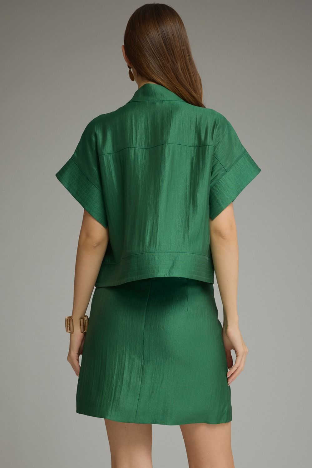 Green Tucker Blouse by Entro, view 4