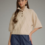 Ivory Cable Knit Sweater, Entro - front view