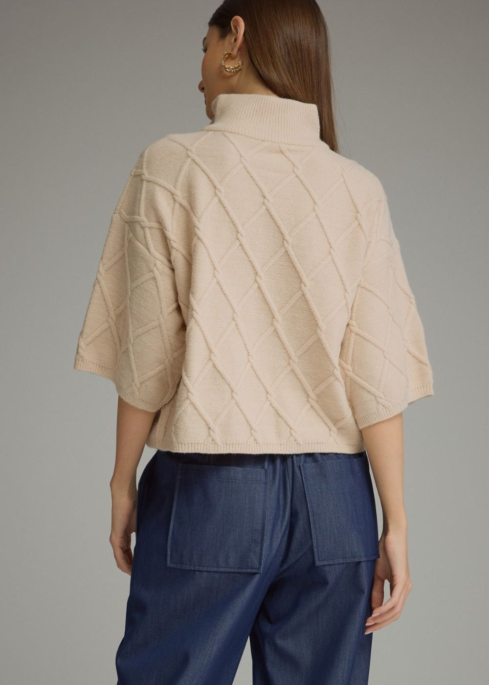 Ivory Cable Knit Sweater, Entro - lifestyle photo
