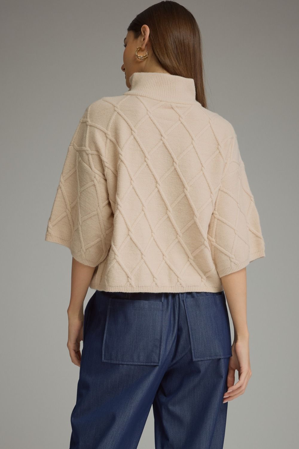 Ivory Cable Knit Sweater, Entro - lifestyle photo