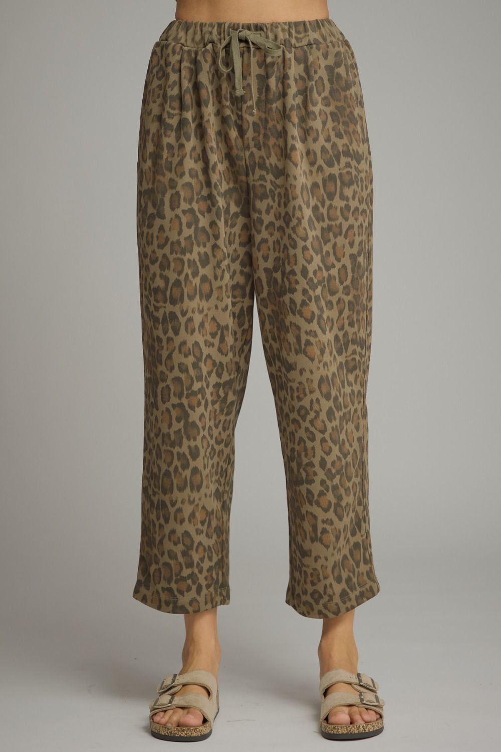 Olive Animal Print Pants by Entro - Chatsworth Boutique, Fairhope Alabama
