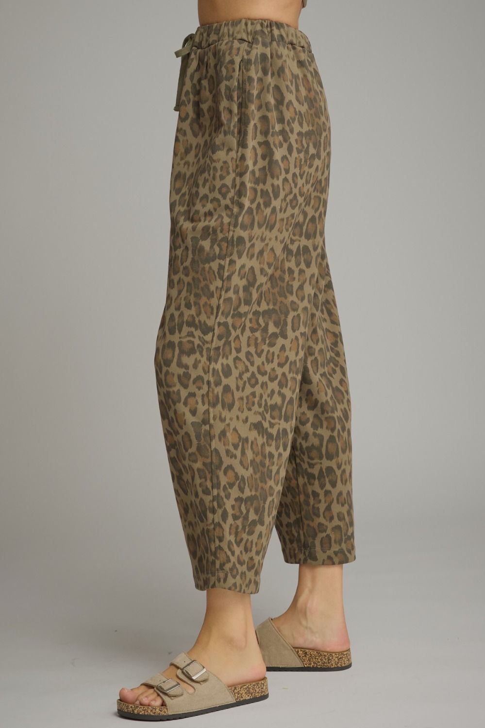 Olive Animal Print Pants by Entro, view 3