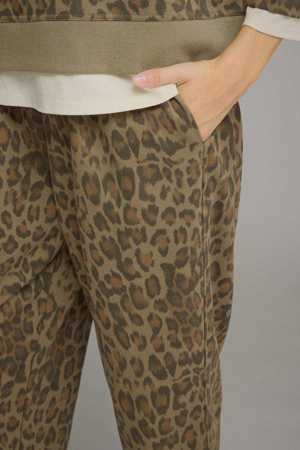Olive Animal Print Pants by Entro, view 5