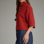 Red Cable Knit Sweater, Entro - detail view