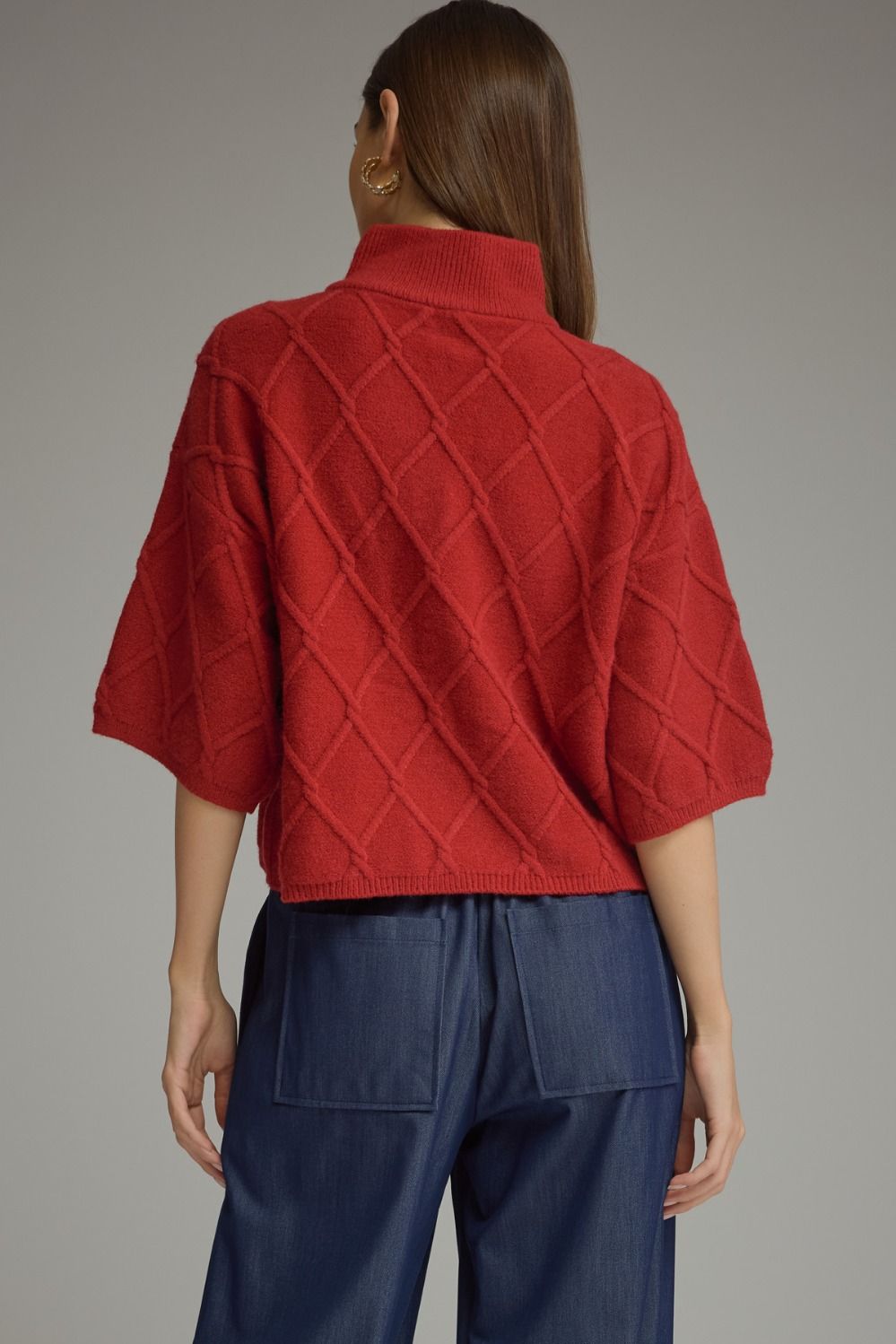 Red Cable Knit Sweater, Entro - front view
