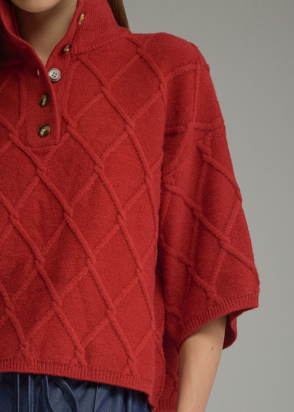 Red Cable Knit Sweater, Entro - lifestyle photo