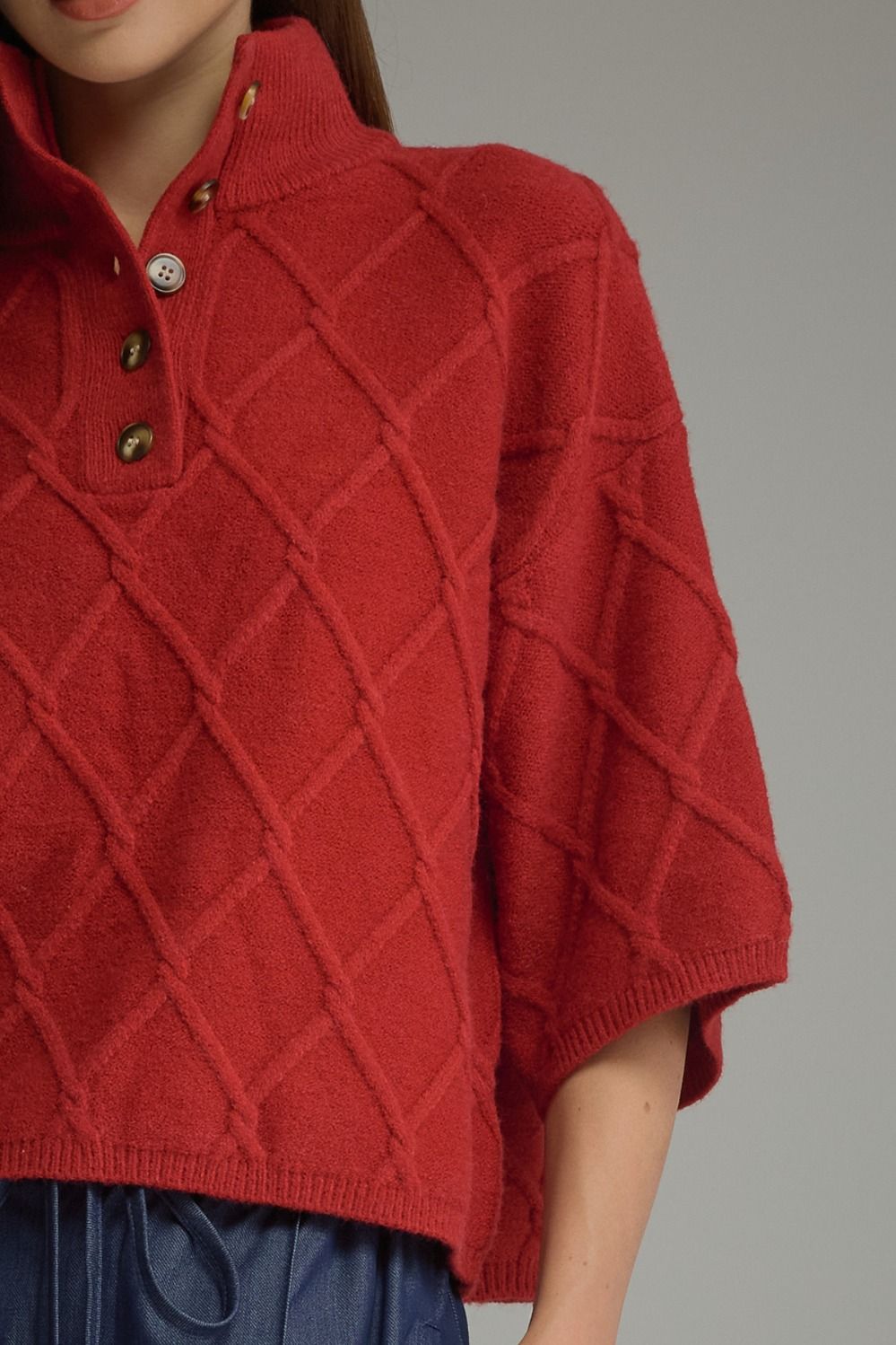Red Cable Knit Sweater, Entro - lifestyle photo