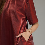 Red Satin Maxi Dress, Entro - side view