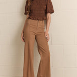 Mocha Front Seam Crop, Front Seam Detail - Entro