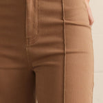 Mocha Front Seam Crop, Pocket Detail - Entro