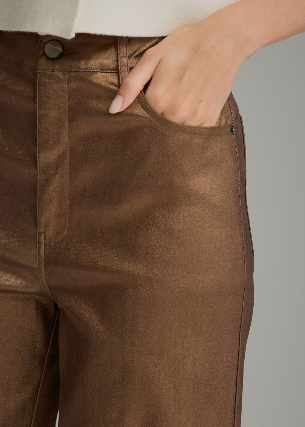 Brown Metallic Wide Leg Pant