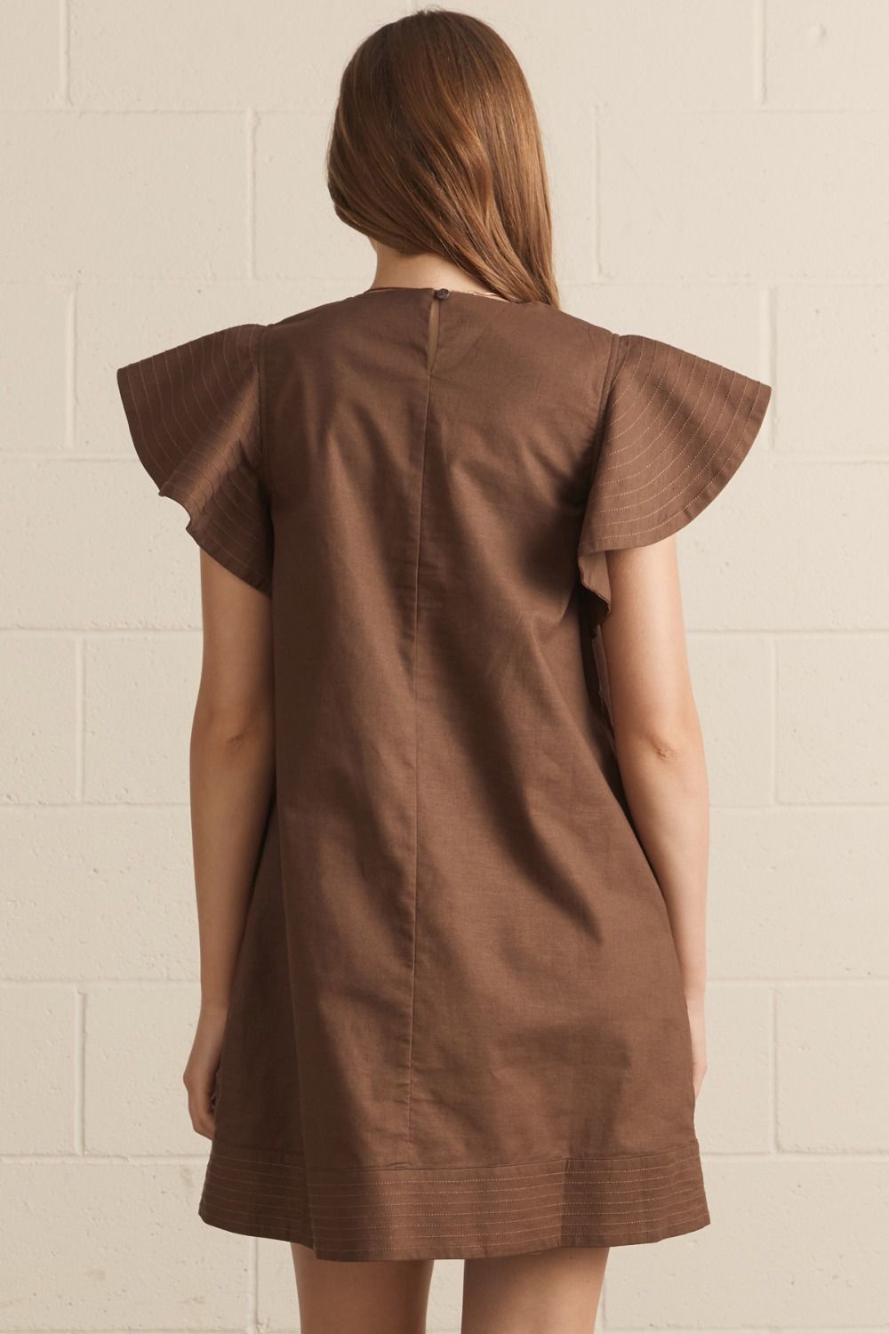 Chocolate Flutter Sleeve Mini, Styled - Entro