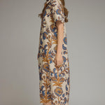 Ivory/Tan Trim Shirtdress Midi, Detail - Entro