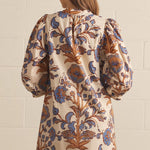Floral V-Neck Mini, Ivory/Tan, Back View - Entro
