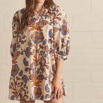 Floral V-Neck Mini, Ivory/Tan - Entro